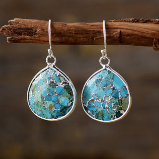 Natural Stone Teardrop Earrings - Post & Poppy