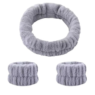 2/3Pcs Bow Headband Wristband Set Towel Elastic Soft Washing Face Shower Make up Yoga Sports Skincare Headband for Women Girls - Post & Poppy