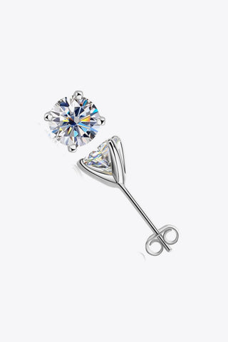 925 Sterling Silver 1 Carat Moissanite 4 - Prong Stud Earrings - Post & Poppy