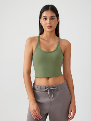 Millennia Scoop Neck Active Tank with Detachable Chest Pads - Post & Poppy