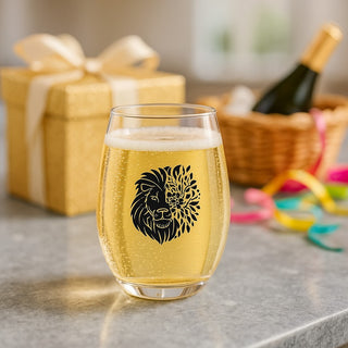 Floral Lion Stemless Wine Glass – 15 oz