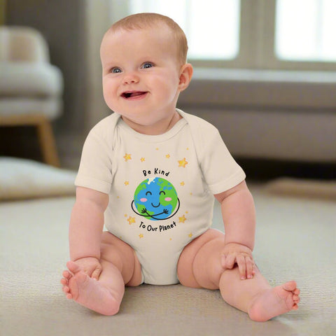"Be Kind to Our Planet" Organic Cotton Baby Onesie - Post & Poppy