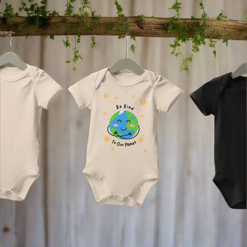 "Be Kind to Our Planet" Organic Cotton Baby Onesie - Post & Poppy