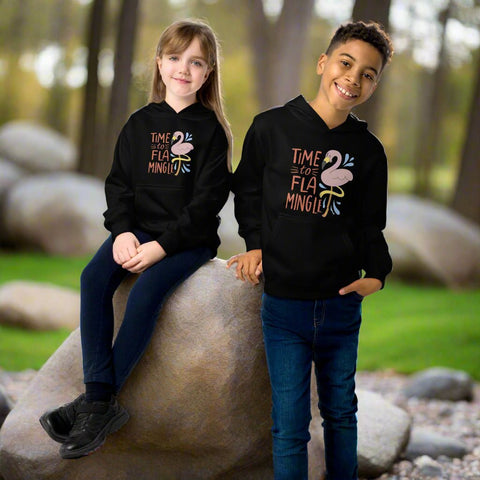 “Time to Flamingle” Kids Pullover Hoodie – Soft Cotton Blend Graphic Sweatshirt - Post & Poppy
