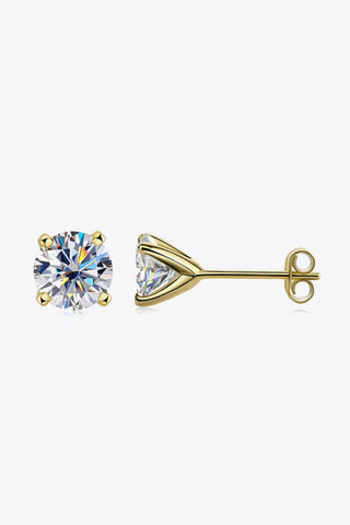 925 Sterling Silver 1 Carat Moissanite 4 - Prong Stud Earrings - Post & Poppy
