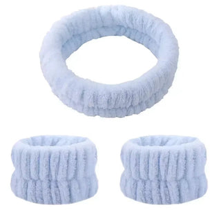 2/3Pcs Bow Headband Wristband Set Towel Elastic Soft Washing Face Shower Make up Yoga Sports Skincare Headband for Women Girls - Post & Poppy