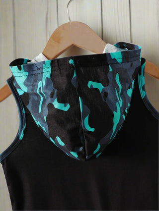 Dino Hoodie Tank & Camo Shorts Set – Boy's Summer Outfit - Post & Poppy