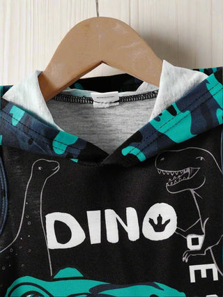 Dino Hoodie Tank & Camo Shorts Set – Boy's Summer Outfit - Post & Poppy