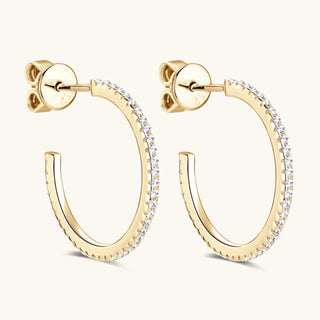 Inlaid Moissanite 925 Sterling Silver C - Hoop Earrings - Post & Poppy
