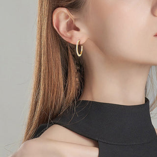 Inlaid Moissanite 925 Sterling Silver C - Hoop Earrings - Post & Poppy