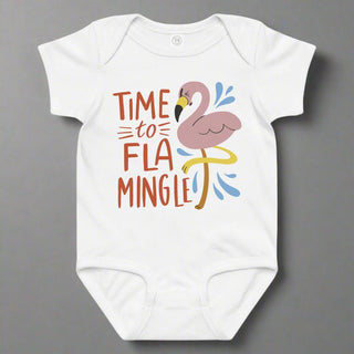 “Time to Flamingle” Baby Onesie – Soft Cotton Infant One - Piece for Girls & Boys - Post & Poppy