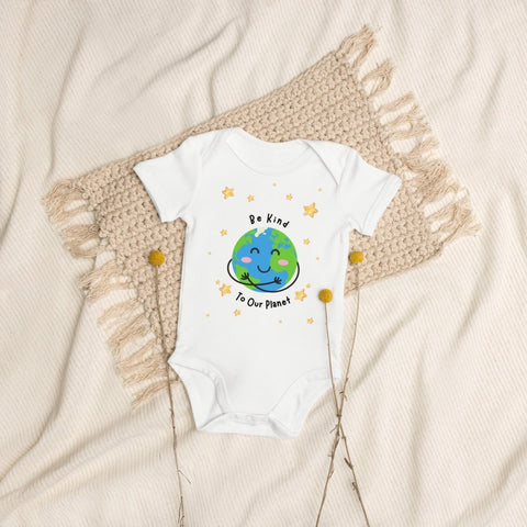 "Be Kind to Our Planet" Organic Cotton Baby Onesie - Post & Poppy
