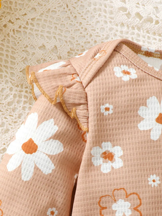 Daisy Ruffle Baby Outfit – Floral Bodysuit, Bloomers & Headband Set - Post & Poppy