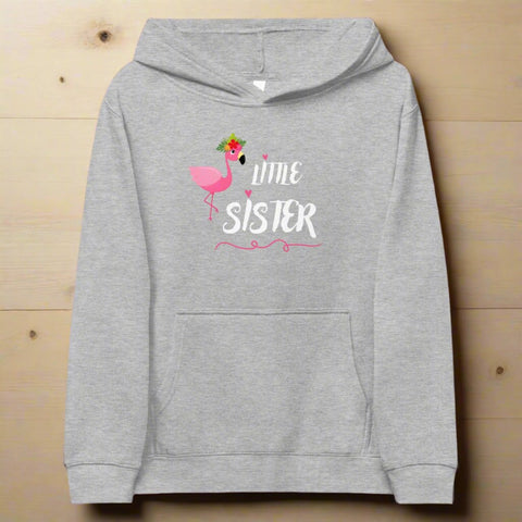 Little Sister Kids Hoodie – Flamingo Graphic Fleece Sweatshirt - Post & Poppy