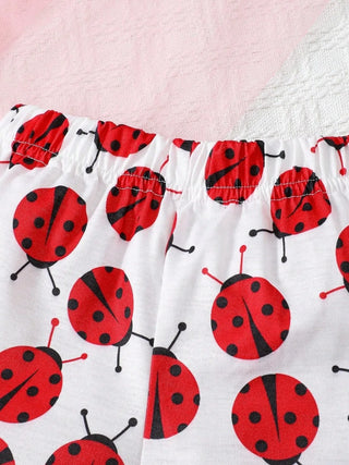 "Little Lady" Ladybug Outfit – Ruffle Sleeve Top, Shorts & Headband Set - Post & Poppy