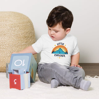 "Little Explorer" Toddler T-Shirt – White Cotton Graphic Tee - Post & Poppy