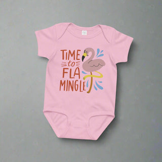 “Time to Flamingle” Baby Onesie – Soft Cotton Infant One - Piece for Girls & Boys - Post & Poppy