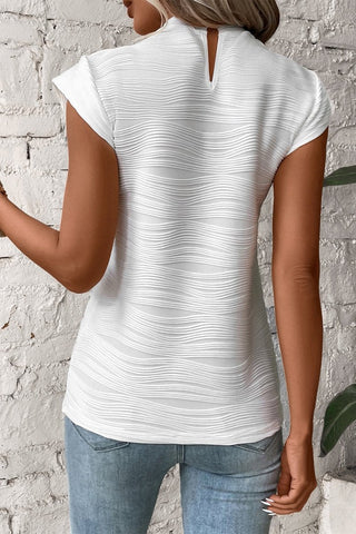 Pleated Mock Neck Cap Sleeve Top - Post & Poppy