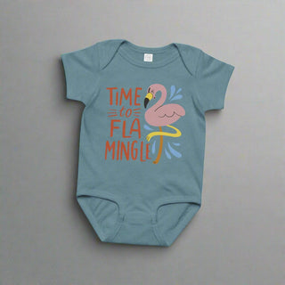 “Time to Flamingle” Baby Onesie – Soft Cotton Infant One - Piece for Girls & Boys - Post & Poppy