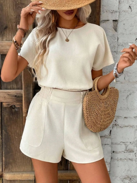 Short Sleeve Top and Shorts Two Piece Outfit - Post & Poppy