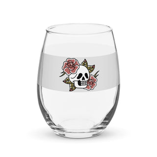 Skull + Roses Stemless Wine Glass - Post & Poppy