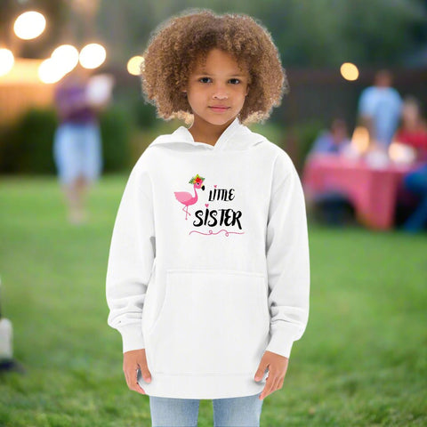Little Sister Kids Hoodie – Flamingo Graphic Fleece Sweatshirt - Post & Poppy