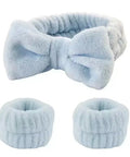 2/3Pcs Bow Headband Wristband Set Towel Elastic Soft Washing Face Shower Make up Yoga Sports Skincare Headband for Women Girls - Post & Poppy