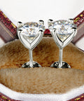 925 Sterling Silver 1 Carat Moissanite 4 - Prong Stud Earrings - Post & Poppy