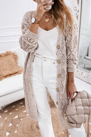 V - Neck Long Sleeve Cardigan - Post & Poppy