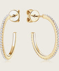 Inlaid Moissanite 925 Sterling Silver C - Hoop Earrings - Post & Poppy