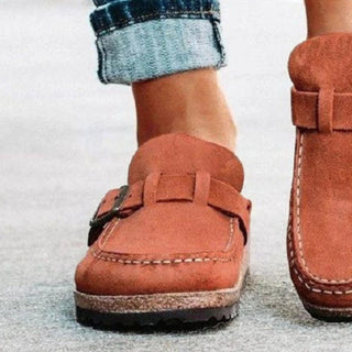 Round Toe Low Heel Buckle Loafers - Post & Poppy