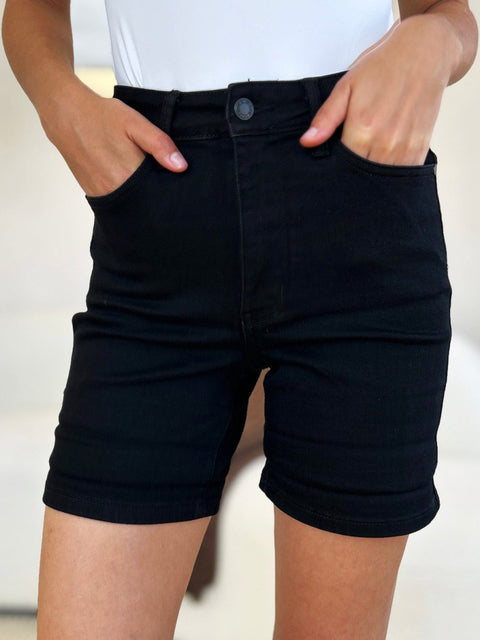 Judy Blue Full Size High Waist Tummy Control Cuffed Denim Shorts - Post & Poppy