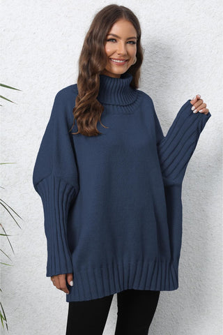 Turtle Neck Long Sleeve Ribbed Sweater - Post & Poppy
