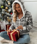 Drawstring Snowflake Zip Up Hooded Outerwear - Post & Poppy