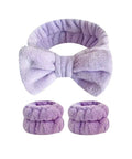 2/3Pcs Bow Headband Wristband Set Towel Elastic Soft Washing Face Shower Make up Yoga Sports Skincare Headband for Women Girls - Post & Poppy