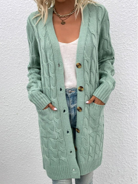 Cable-Knit Button Down Cardigan