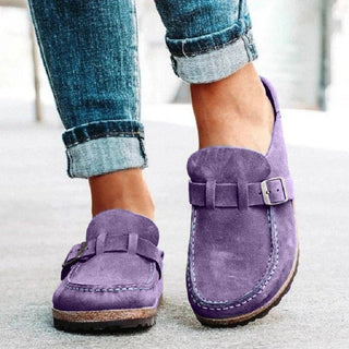 Round Toe Low Heel Buckle Loafers - Post & Poppy