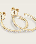 Inlaid Moissanite 925 Sterling Silver C - Hoop Earrings - Post & Poppy