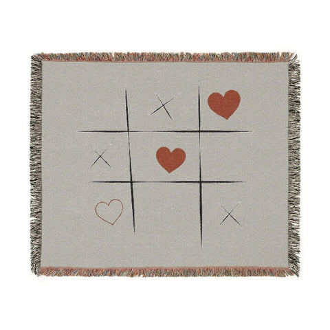 Tic - Tac - Toe Heart Valentine's Day Woven Blanket - Post & Poppy