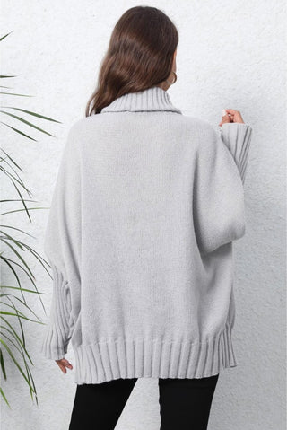 Turtle Neck Long Sleeve Ribbed Sweater - Post & Poppy