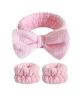 2/3Pcs Bow Headband Wristband Set Towel Elastic Soft Washing Face Shower Make up Yoga Sports Skincare Headband for Women Girls - Post & Poppy