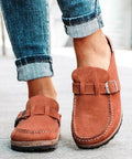 Round Toe Low Heel Buckle Loafers - Post & Poppy