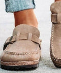 Round Toe Low Heel Buckle Loafers - Post & Poppy