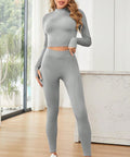 Mock Neck Long Sleeve Top and Leggings Active Set - Post & Poppy