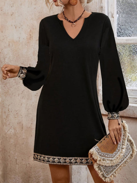 Embroidered Long Sleeve Mini Dress