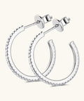 Inlaid Moissanite 925 Sterling Silver C - Hoop Earrings - Post & Poppy