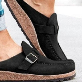 Round Toe Low Heel Buckle Loafers - Post & Poppy