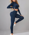 Mock Neck Long Sleeve Top and Pants Active Set - Post & Poppy