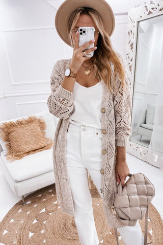 V - Neck Long Sleeve Cardigan - Post & Poppy