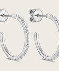 Inlaid Moissanite 925 Sterling Silver C - Hoop Earrings - Post & Poppy